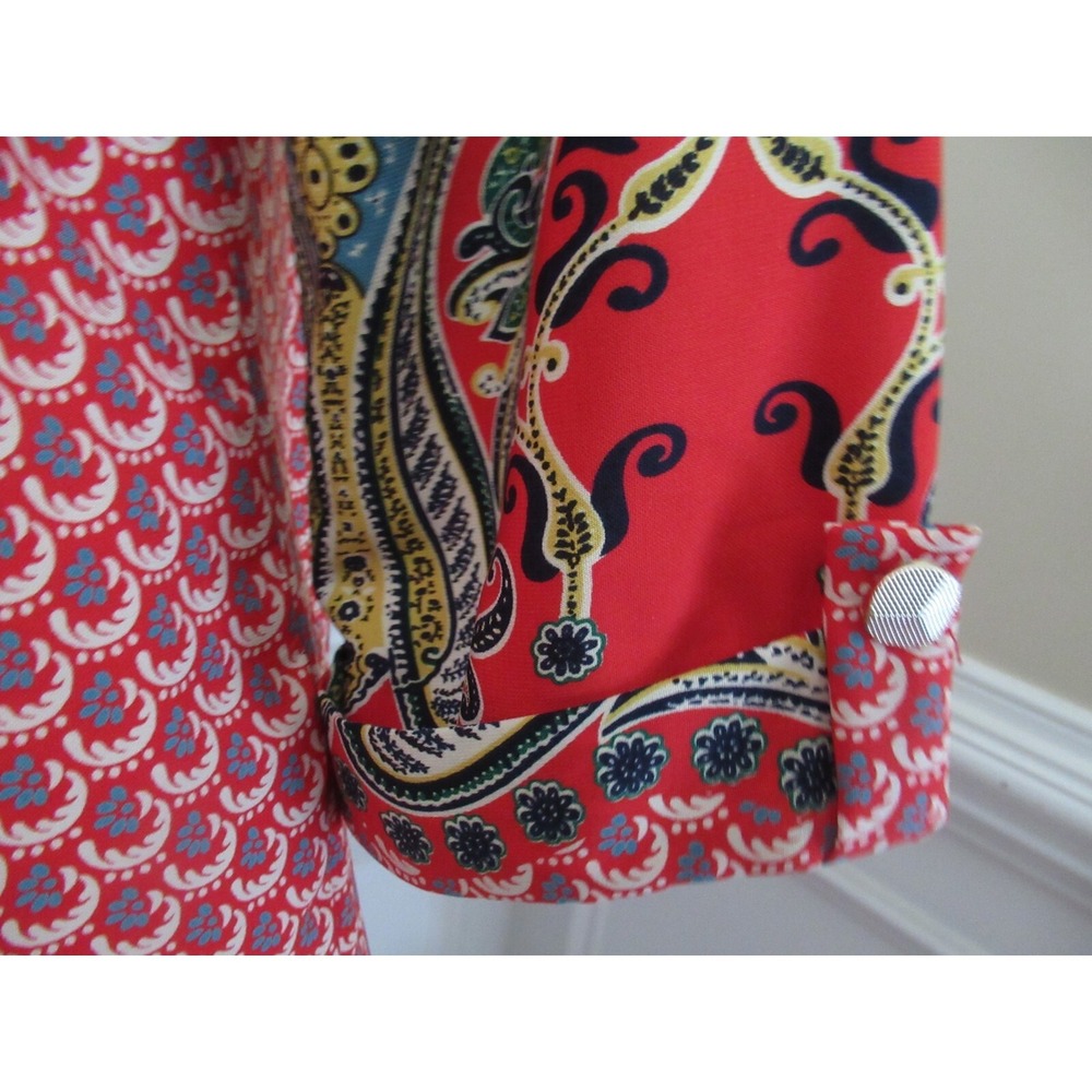 Peach Love Small Dress orange-red blue print paisley 3/4 Sleeve Lined Women USA - Picture 3 of 12